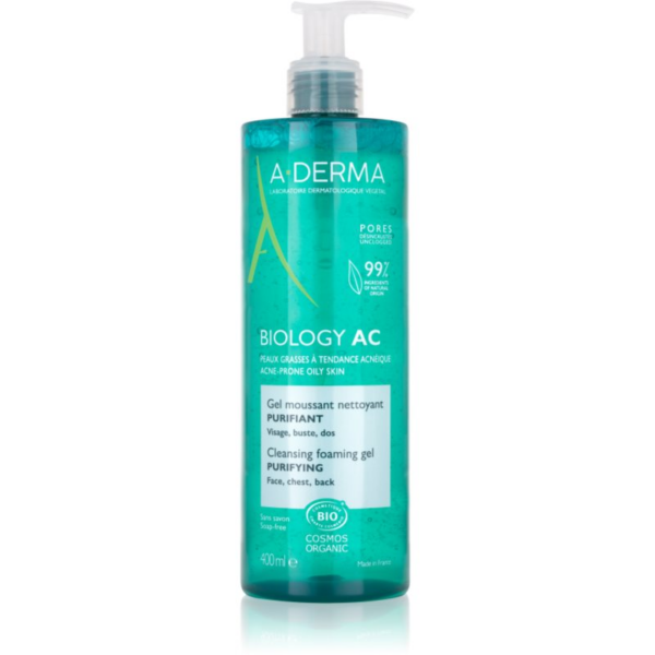 A-Derma Biology AC tisztító habzó gél kombinált és zsíros bőrre 400 ml-Ár