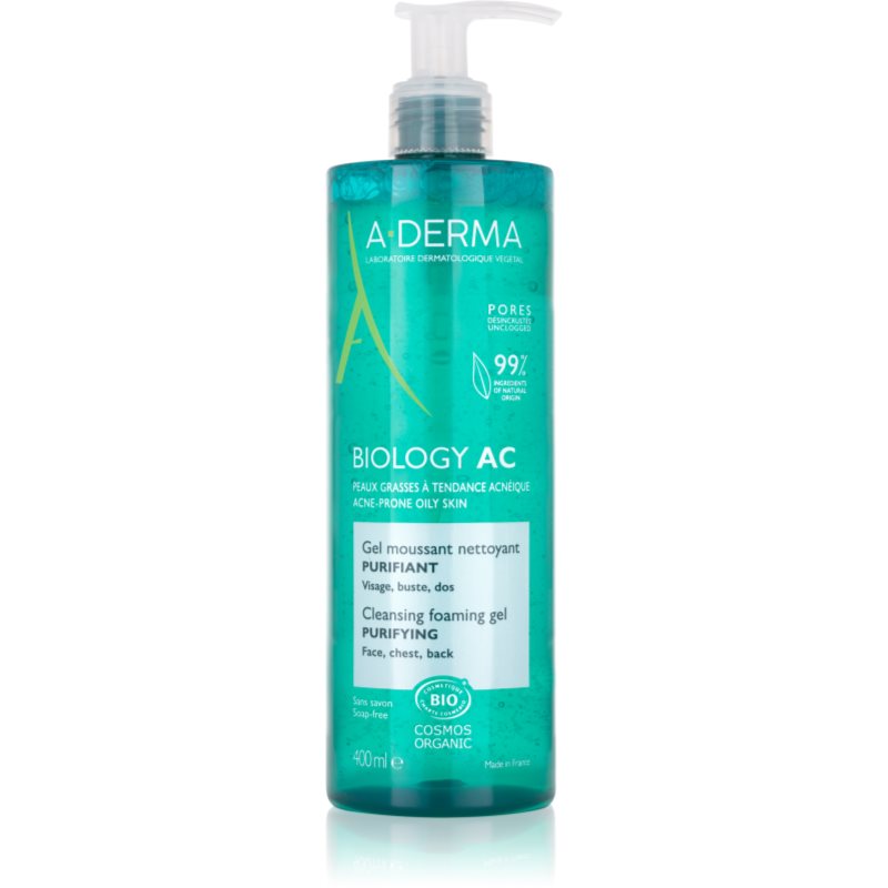 A-Derma Biology AC tisztító habzó gél kombinált és zsíros bőrre 400 ml-Ár