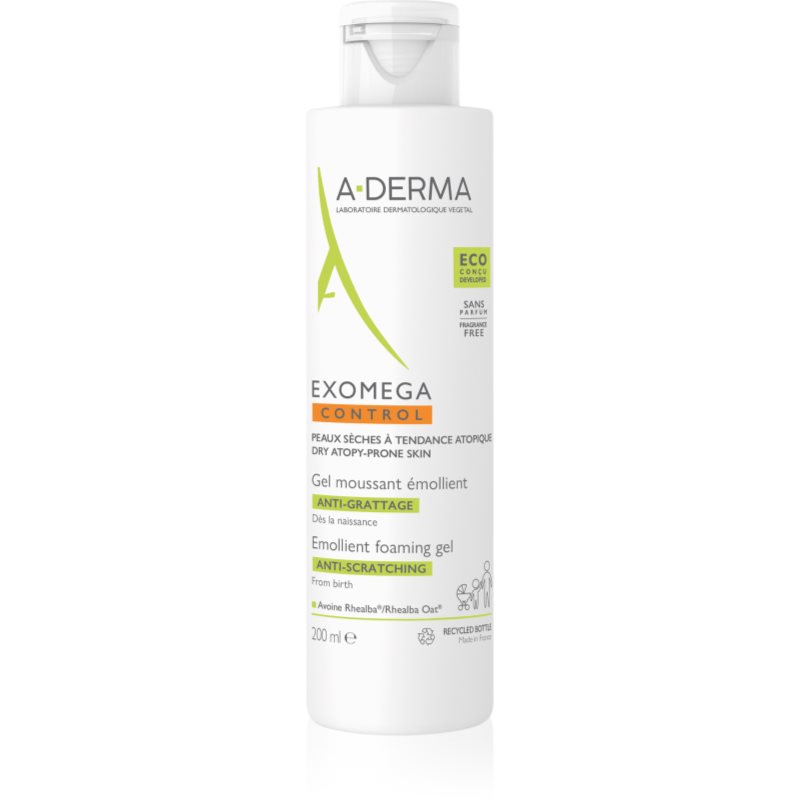 A-Derma Exomega Control Emollient Foaming gel hidratáló habzó gél száraz és atópiás bőrre 200 ml-Ár