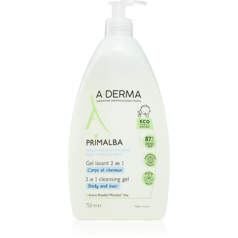 A-Derma Primalba Baby tisztító gél testre és hajra gyermekeknek 750 ml-Eredeti