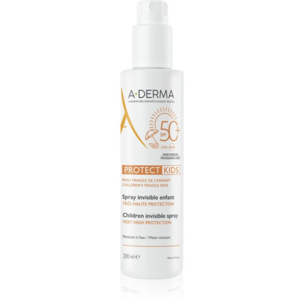 A-Derma Protect Kids Children Invisible Spray védő napozótej spray formában SPF 50+ gyermekeknek 200 ml-Eredeti