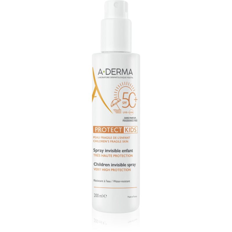 A-Derma Protect Kids Children Invisible Spray védő napozótej spray formában SPF 50+ gyermekeknek 200 ml-Eredeti
