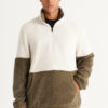 AC&Co / Altınyıldız Classics Men's Beige-khaki Standard Fit High Bato Collar Kangaroo Pocket Double Color Sherpa Fleece Sweatshirt