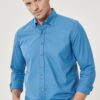 AC&Co / Altınyıldız Classics Men's Petrol 100% Cotton Breathable Fabric Flamed Oxford Slim Fit Button-down Collar Shirt