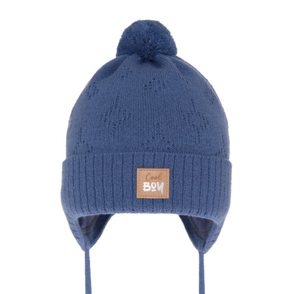 AGBO Boy's spring/ autumn hat blue Farel with pompom