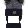 AGBO Boy's winter set: hat and scarf navy blue Enrico with two pompom
