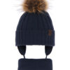 AGBO Boy's winter set: hat and scarf navy blue Wiko with pompom