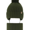 AGBO Boy's winter set: hat and tube scarf khaki with pompom Carlo
