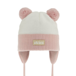 AGBO Girl's spring/ autumn hat pink Karotka with two pompom