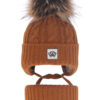 AGBO Girl's winter set: hat and tube scarf camel Tigra with pompom