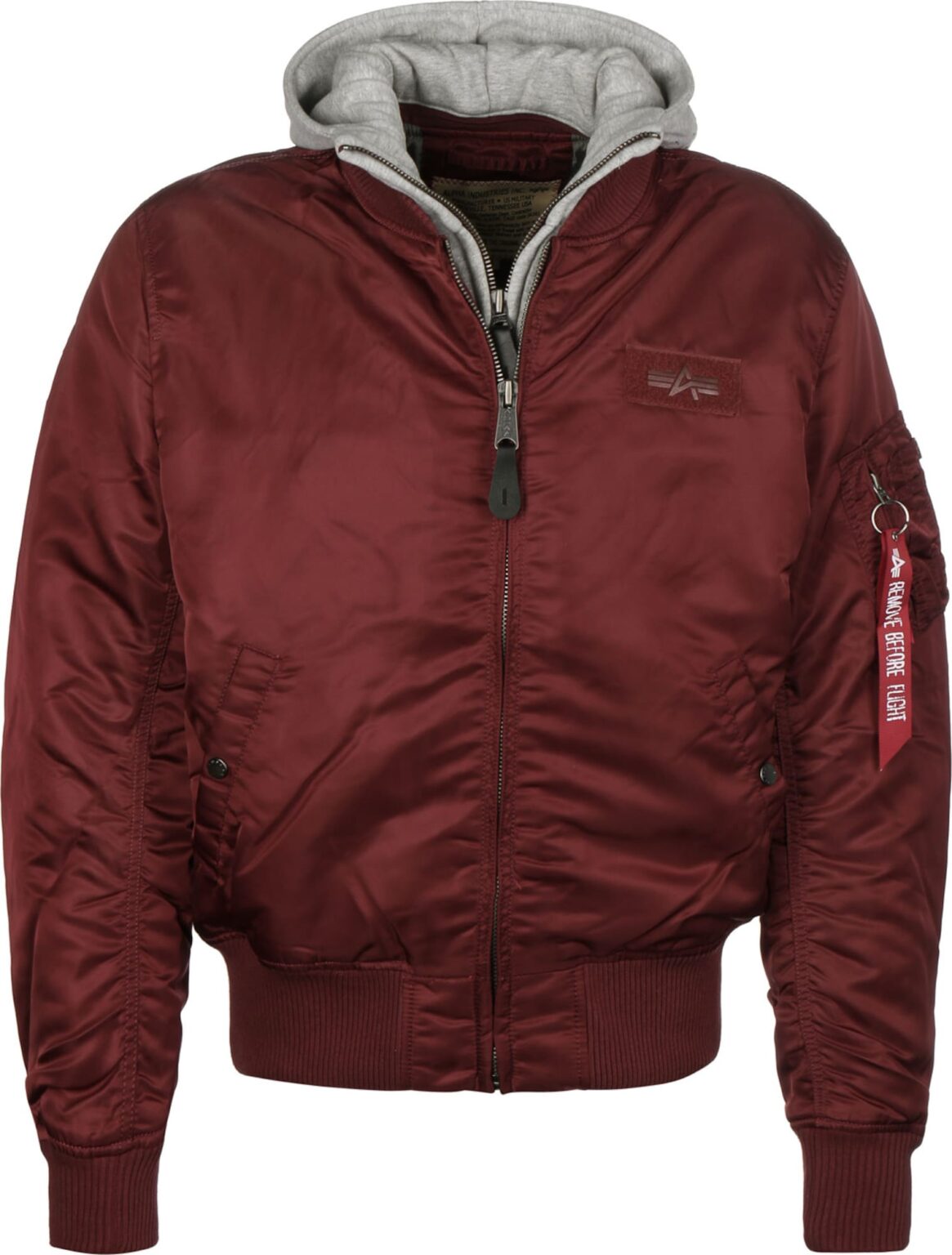 ALPHA INDUSTRIES Átmeneti dzseki 'MA-1 D-Tec'  szürke melír / burgundi vörös