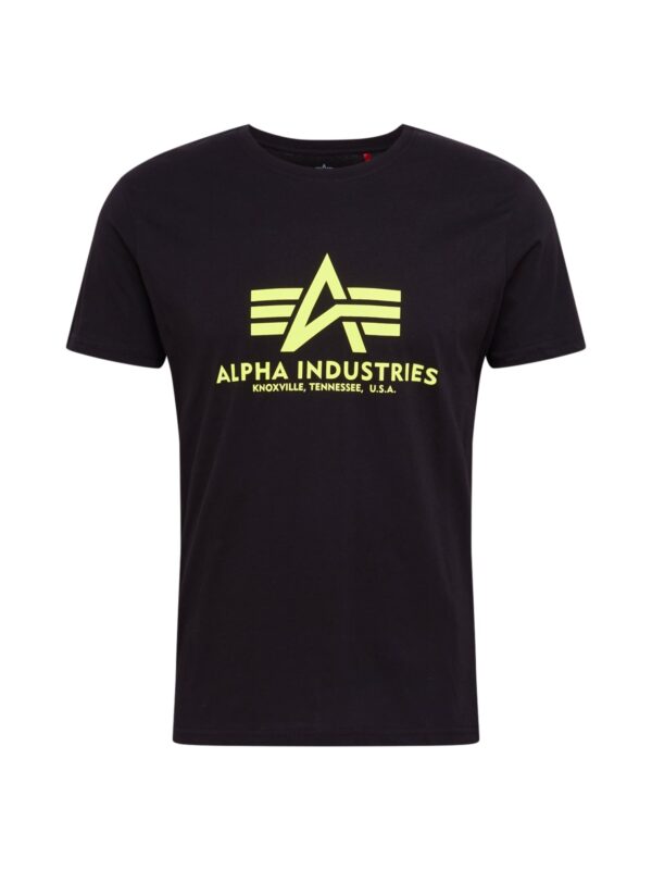 ALPHA INDUSTRIES Póló 'Basic T Neon Print'  neonsárga / fekete