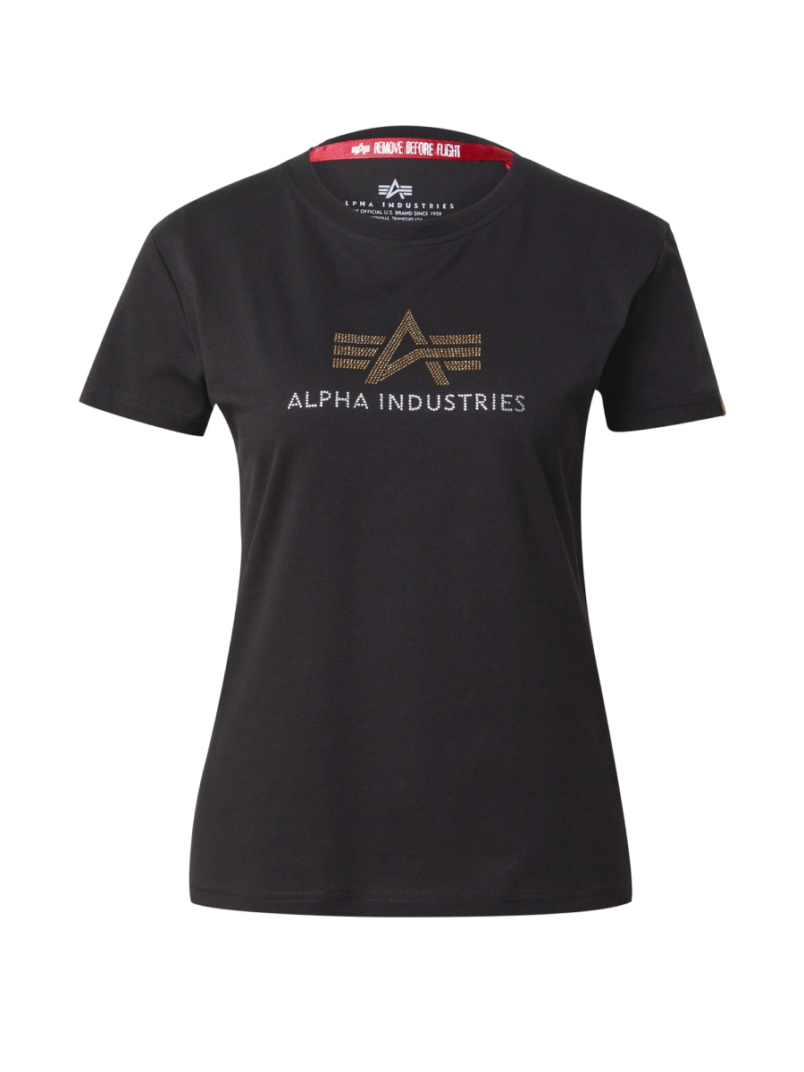 ALPHA INDUSTRIES Póló 'CrystalT'  arany / fekete / ezüst-Hungary
