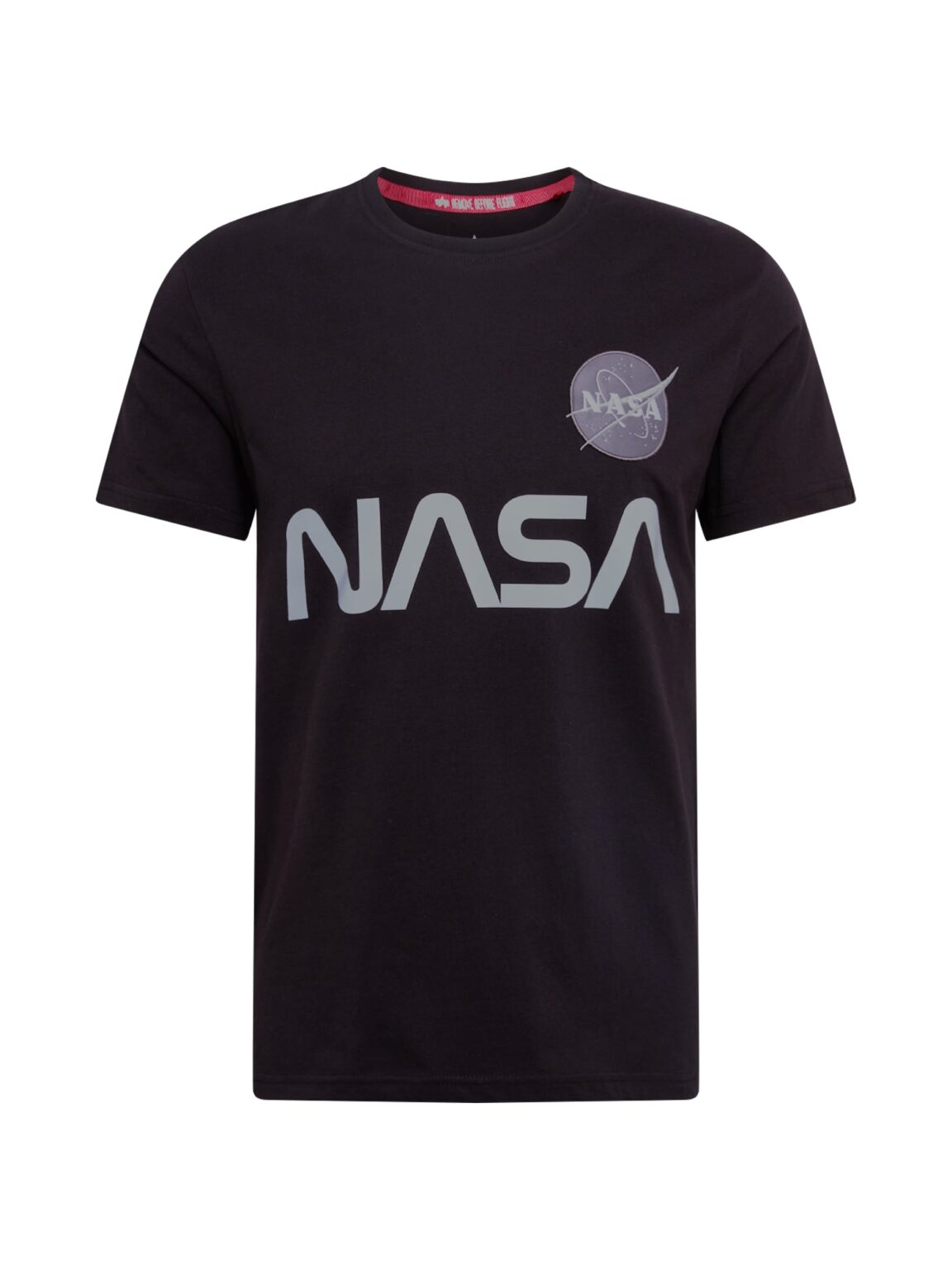 ALPHA INDUSTRIES Póló 'NASA'  ezüstszürke / fekete