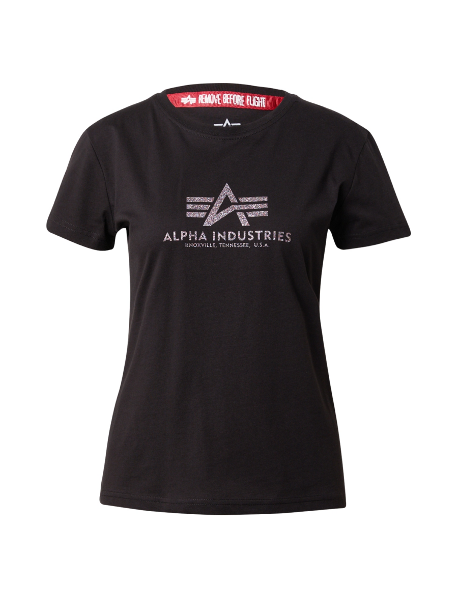 ALPHA INDUSTRIES Póló  fekete / ezüst-Hungary