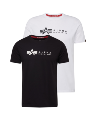 ALPHA INDUSTRIES Póló  fekete / fehér-Hungary