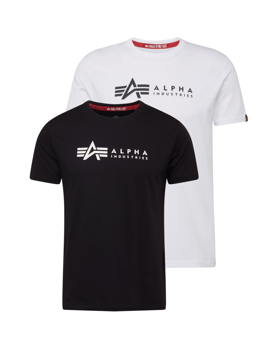 ALPHA INDUSTRIES Póló  fekete / fehér-Hungary