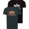 ALPHA INDUSTRIES Póló  fenyő / világos narancs / fekete / fehér-hu