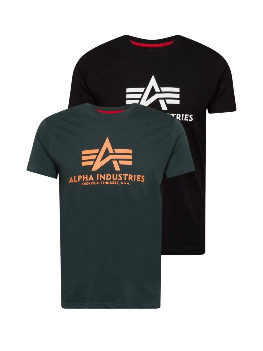 ALPHA INDUSTRIES Póló  fenyő / világos narancs / fekete / fehér-hu