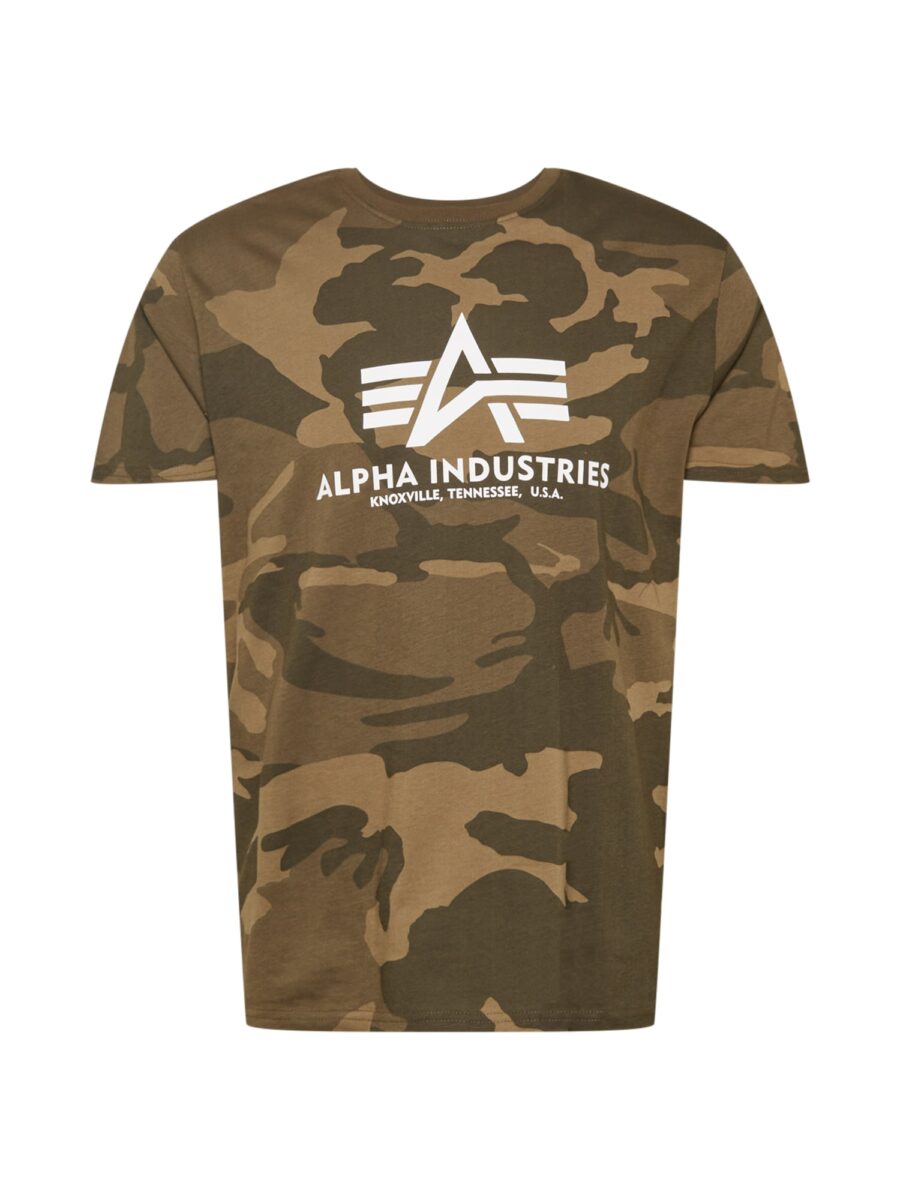ALPHA INDUSTRIES Póló  khaki / olíva / fenyő / fehér-hu