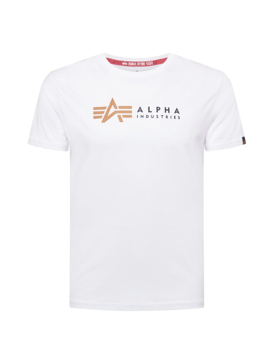 ALPHA INDUSTRIES Póló  konyak / fekete / fehér-hu