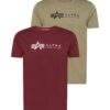 ALPHA INDUSTRIES Póló  olíva / burgundi vörös / fekete / fehér-hu