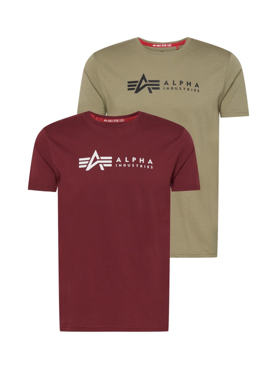 ALPHA INDUSTRIES Póló  olíva / burgundi vörös / fekete / fehér-hu