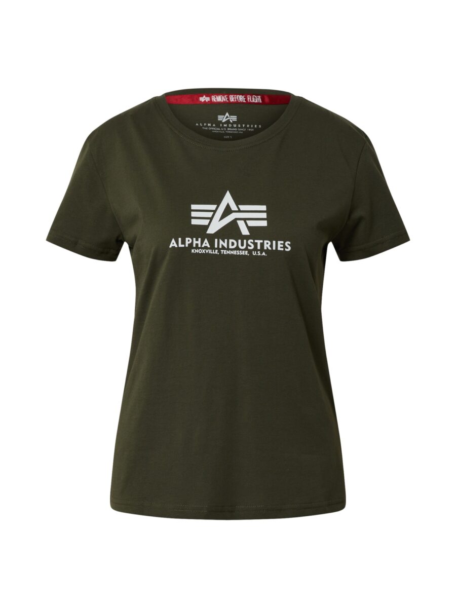 ALPHA INDUSTRIES Póló  olíva / fehér