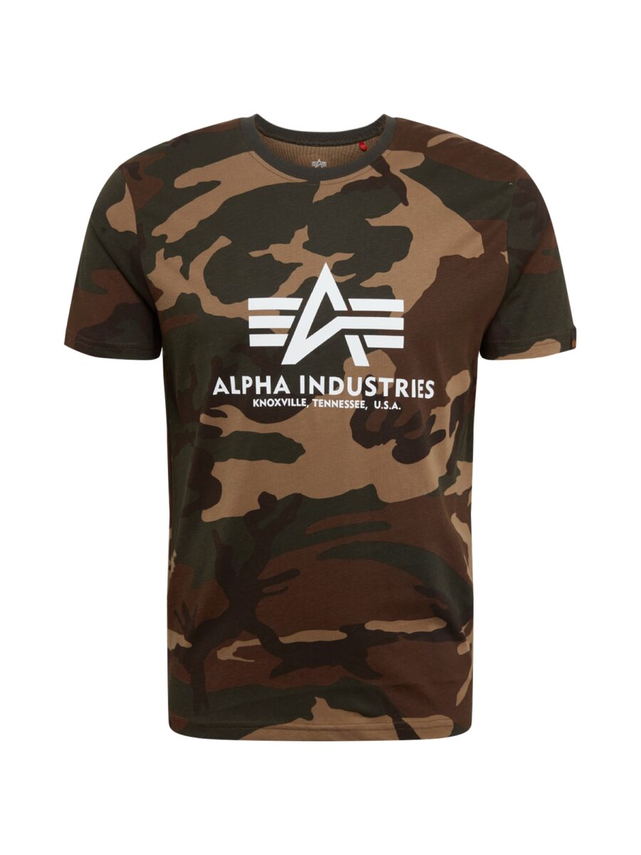ALPHA INDUSTRIES Póló  sötét bézs / barna / olíva / fehér