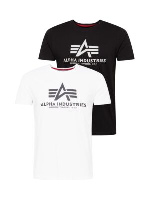 ALPHA INDUSTRIES Póló  sötétszürke / fekete / fehér-hu