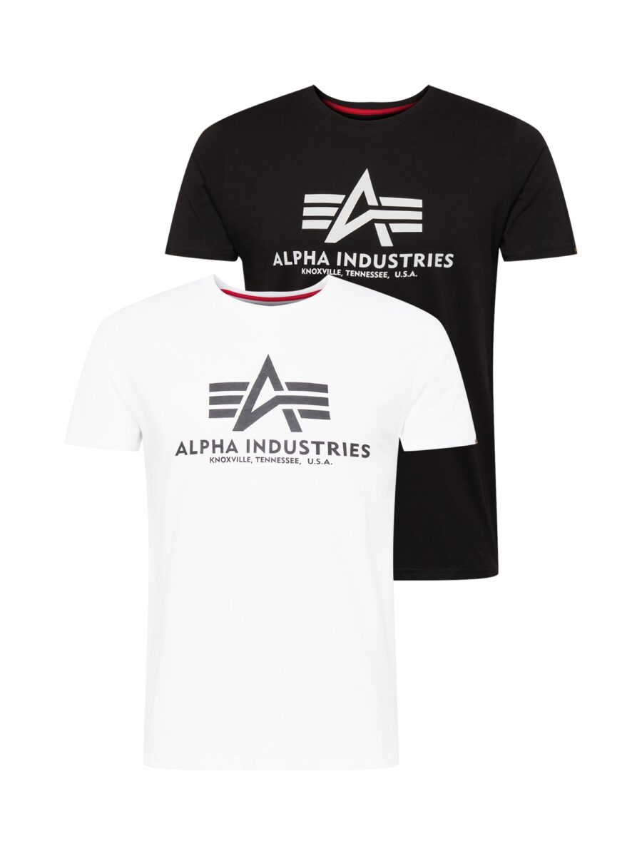 ALPHA INDUSTRIES Póló  sötétszürke / fekete / fehér-hu