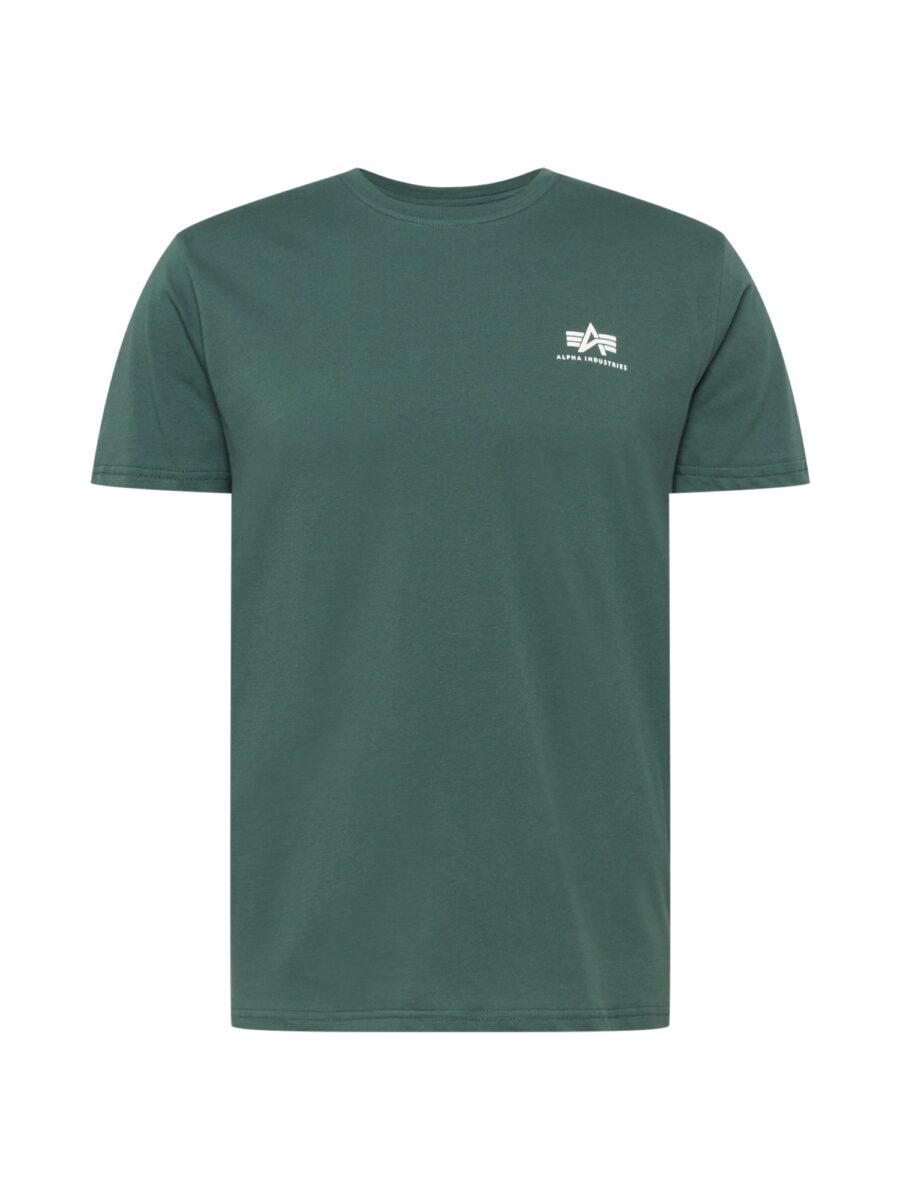 ALPHA INDUSTRIES Póló  sötétzöld / fehér-hu