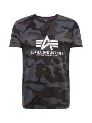 ALPHA INDUSTRIES Póló  szürke / fekete / fehér