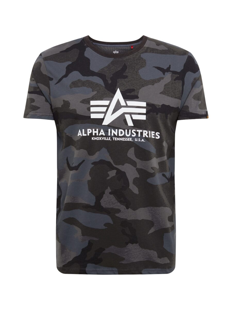 ALPHA INDUSTRIES Póló  szürke / fekete / fehér