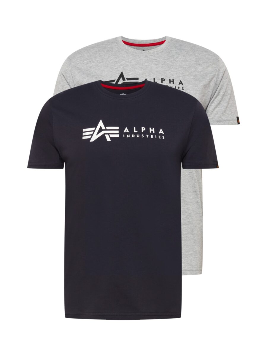 ALPHA INDUSTRIES Póló  tengerészkék / szürke melír / fekete / fehér-hu