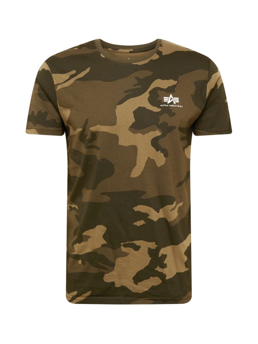 ALPHA INDUSTRIES Póló  világosbarna / khaki / olíva / fehér-hu