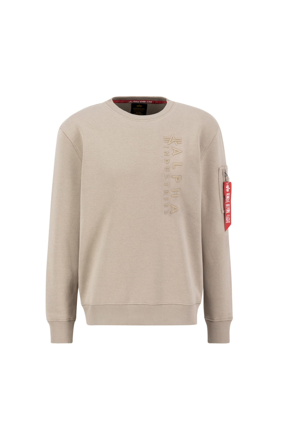 ALPHA INDUSTRIES Tréning póló 'Emb'  bézs / piros / fehér-Ár