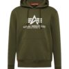 ALPHA INDUSTRIES Tréning póló  olíva / fehér