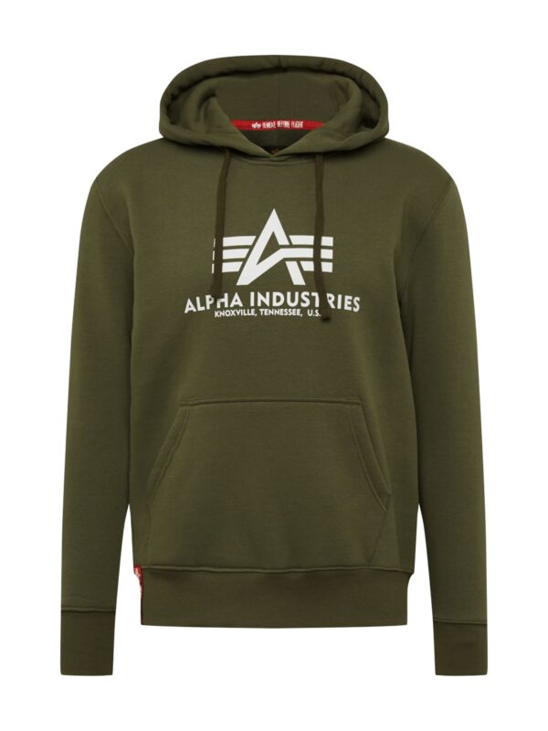 ALPHA INDUSTRIES Tréning póló  olíva / fehér