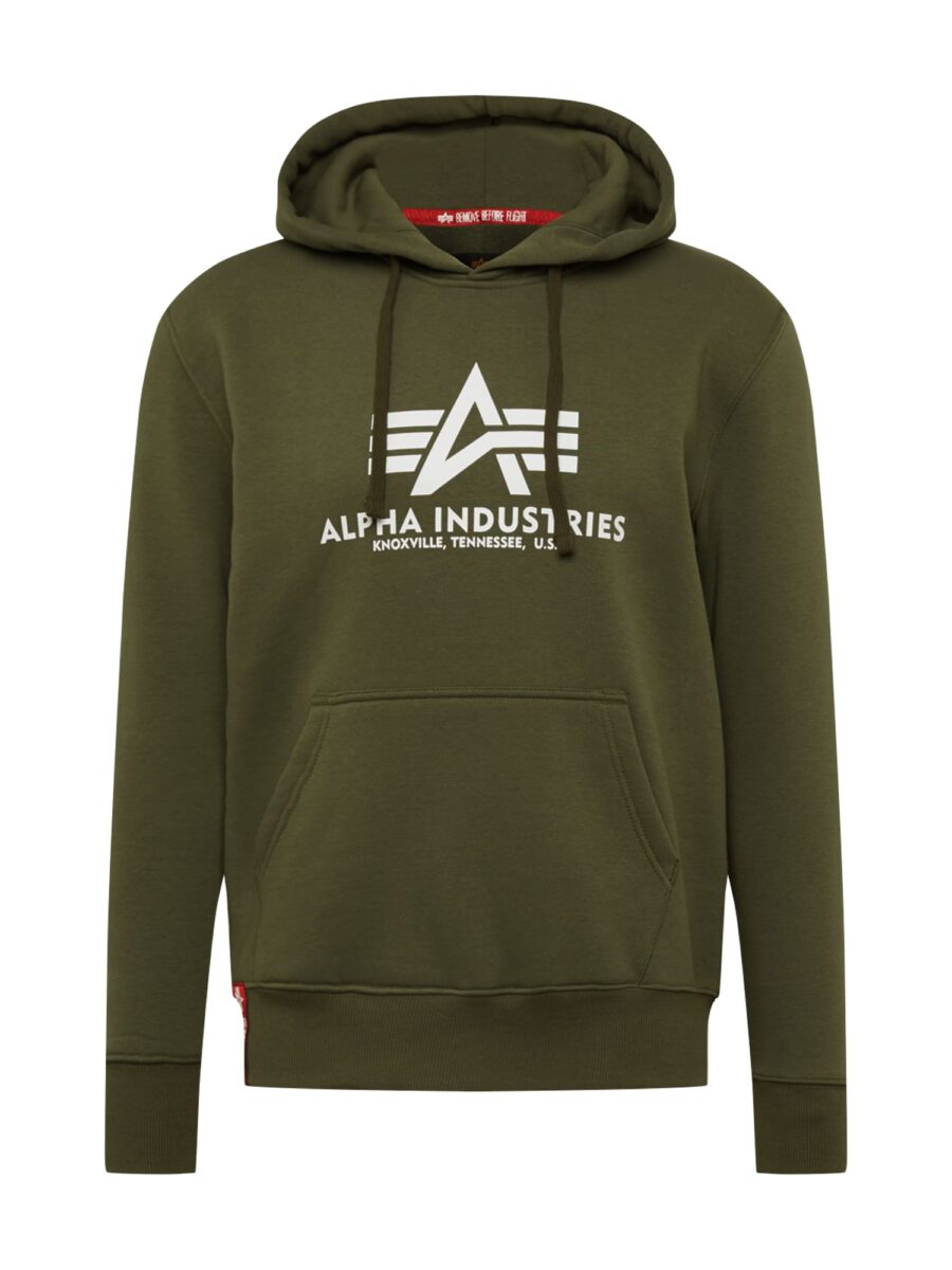 ALPHA INDUSTRIES Tréning póló  olíva / fehér