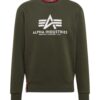 ALPHA INDUSTRIES Tréning póló  olíva / piros / fehér
