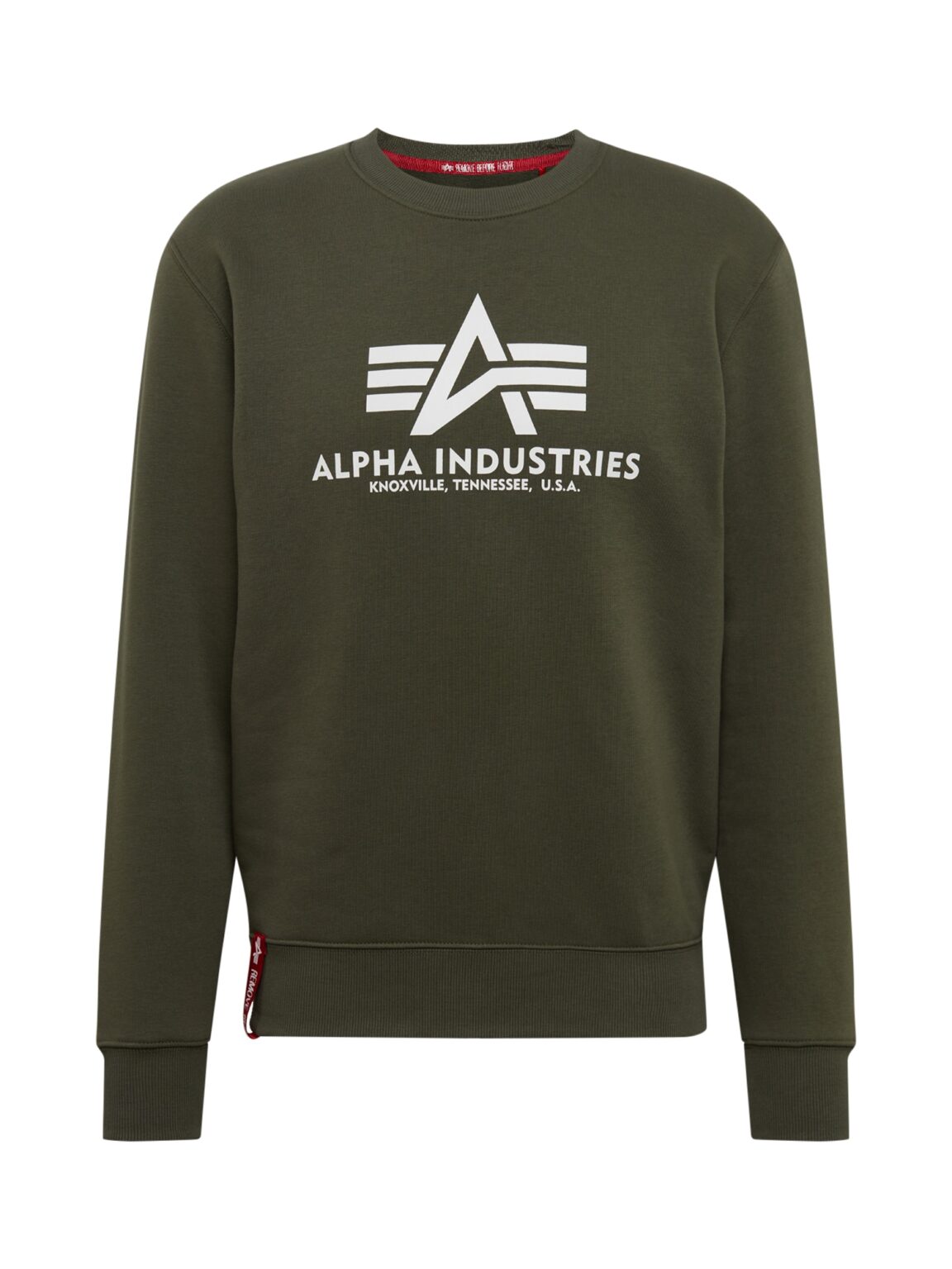 ALPHA INDUSTRIES Tréning póló  olíva / piros / fehér