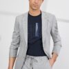 ALTINYILDIZ CLASSICS Men's Gray Slim Fit Slim Fit Monocollar See-through Patterned Suit.