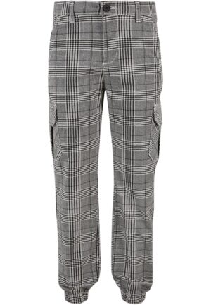 AOP Glencheck Cargo boys' pants black/white