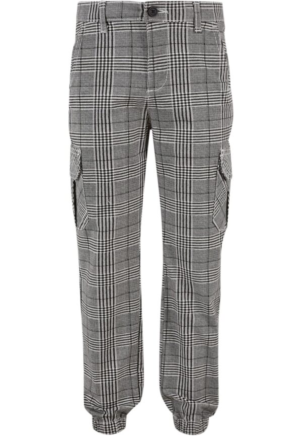 AOP Glencheck Cargo boys' pants black/white
