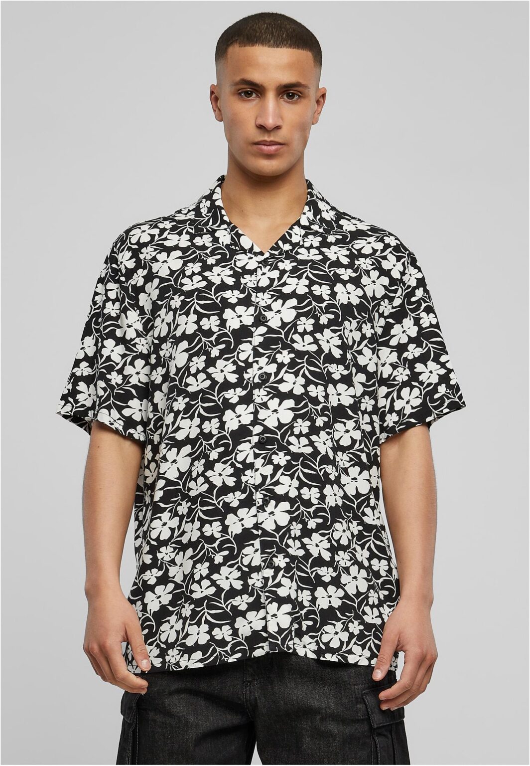 AOP Resort whiteflower viscose shirt