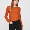 AWARE by VERO MODA Brown ribbed T-Shirt VERO MODA Ketti - Women