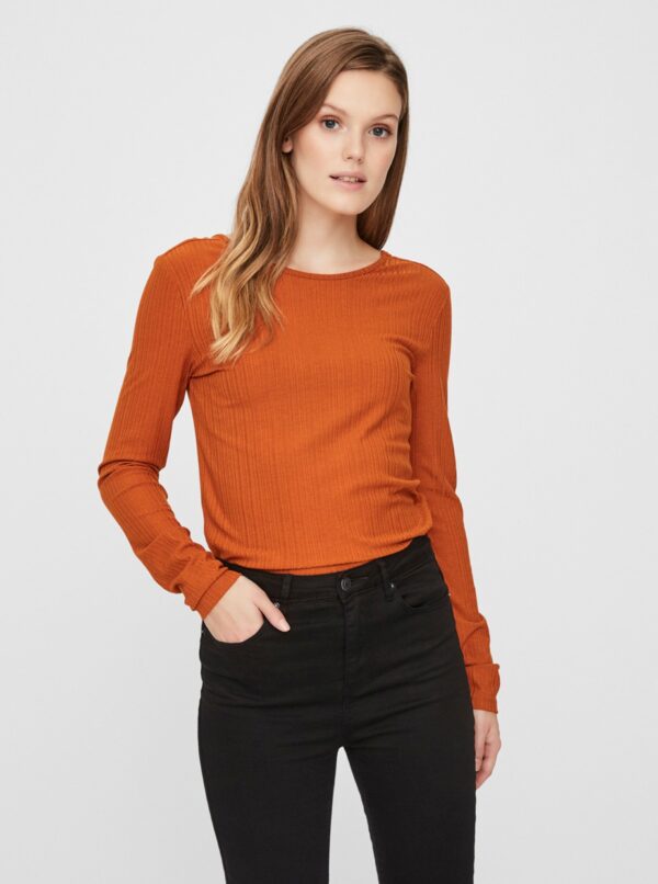 AWARE by VERO MODA Brown ribbed T-Shirt VERO MODA Ketti - Women