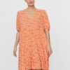 AWARE by VERO MODA Orange patterned loose dress VERO MODA Hanna - Women