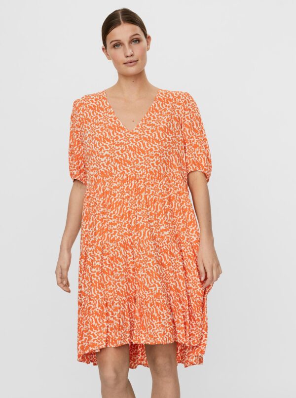 AWARE by VERO MODA Orange patterned loose dress VERO MODA Hanna - Women